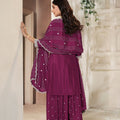 Wine Chinon Embroidered Readymade Palazzo Suit with Dupatta - Mangaldeep NX