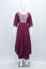 Wine Embroidered Cotton Straight Cut Suit with Matching Dupatta - Mangaldeep NX