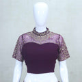 Wine Georgette Embellished Lehenga Choli with Dupatta - Mangaldeep NX