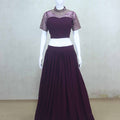 Wine Georgette Embellished Lehenga Choli with Dupatta - Mangaldeep NX