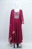Wine Georgette Embroidered Anarkali Suit with Mirror Work Yoke and Dupatta - Mangaldeep NX