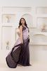 Wine Satin Silk Saree with Embroidered Border and Designer Blouse - Mangaldeep NX