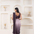 Wine Satin Silk Saree with Embroidered Border and Designer Blouse - Mangaldeep NX