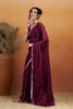 Wine Satin Silk Saree with Sequin Floral Border and Matching Blouse - Mangaldeep NX