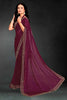 Wine Sequin Embellished Party Wear Fandy Silk Saree with Golden Scallop Border - Mangaldeep NX