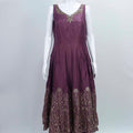 Wine Sleeveless Embroidered Kurta Sharara Set with Zari and Mirror Work Dupatta - Mangaldeep NX