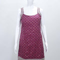 Wine Sleeveless Foil Printed Kurta Sharara Set with Embroidered Straps and Hem Detailing - Mangaldeep NX