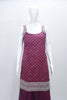 Wine Sleeveless Foil Printed Kurta Sharara Set with Embroidered Straps and Hem Detailing - Mangaldeep NX