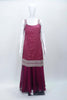 Wine Sleeveless Foil Printed Kurta Sharara Set with Embroidered Straps and Hem Detailing - Mangaldeep NX