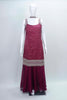 Wine Sleeveless Foil Printed Kurta Sharara Set with Embroidered Straps and Hem Detailing - Mangaldeep NX
