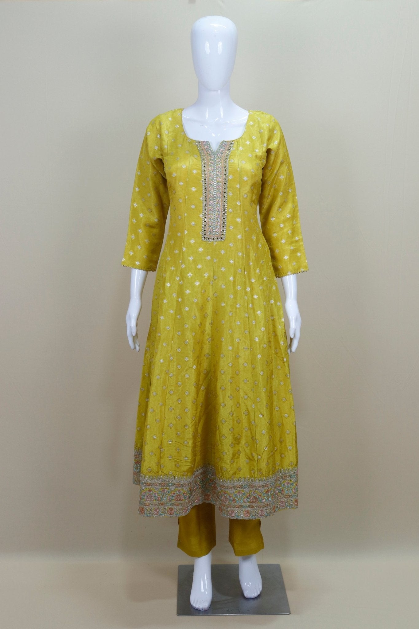 Women's Yellow Embroidered Anarkali Suit with Dupatta Elegant Indian Ethnic Wear for Festive and Party Occasions - Mangaldeep NX