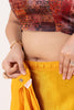 Yellow and Orange Satin Silk Saree with Subtle Zari Border and Designer Blouse - Mangaldeep NX