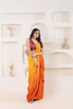 Yellow and Orange Satin Silk Saree with Subtle Zari Border and Designer Blouse - Mangaldeep NX