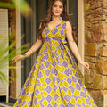Yellow and Purple Rayon Bandhani Print Kurti with Palazzo Set - Mangaldeep NX