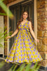 Yellow and Purple Rayon Bandhani Print Kurti with Palazzo Set - Mangaldeep NX