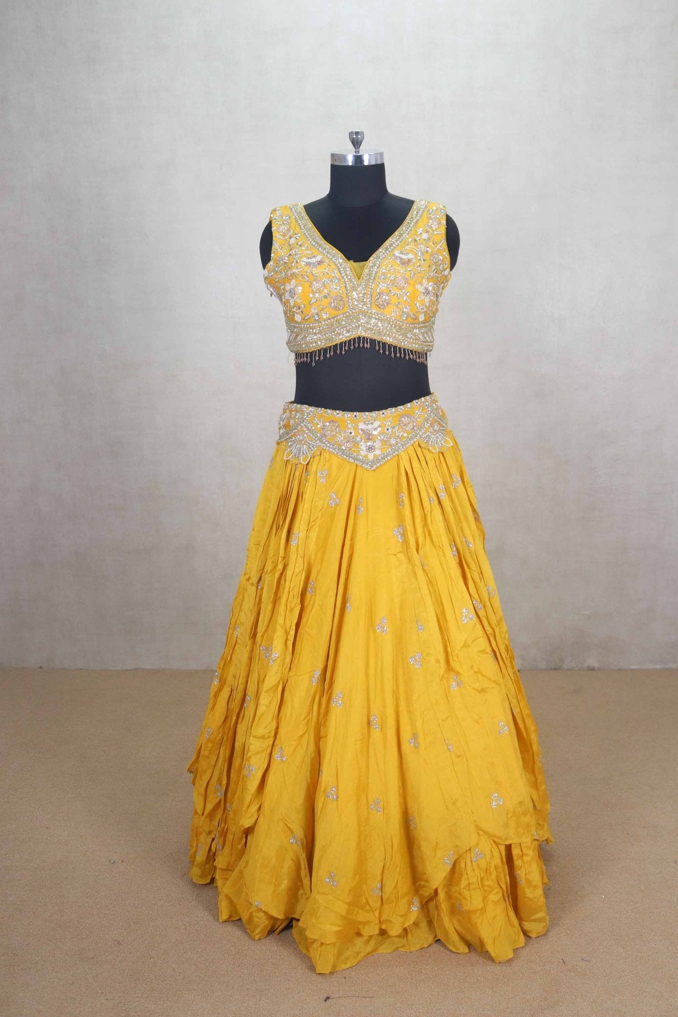 Yellow Embroidered Lehenga Choli with Dupatta for Wedding - Mangaldeep NX