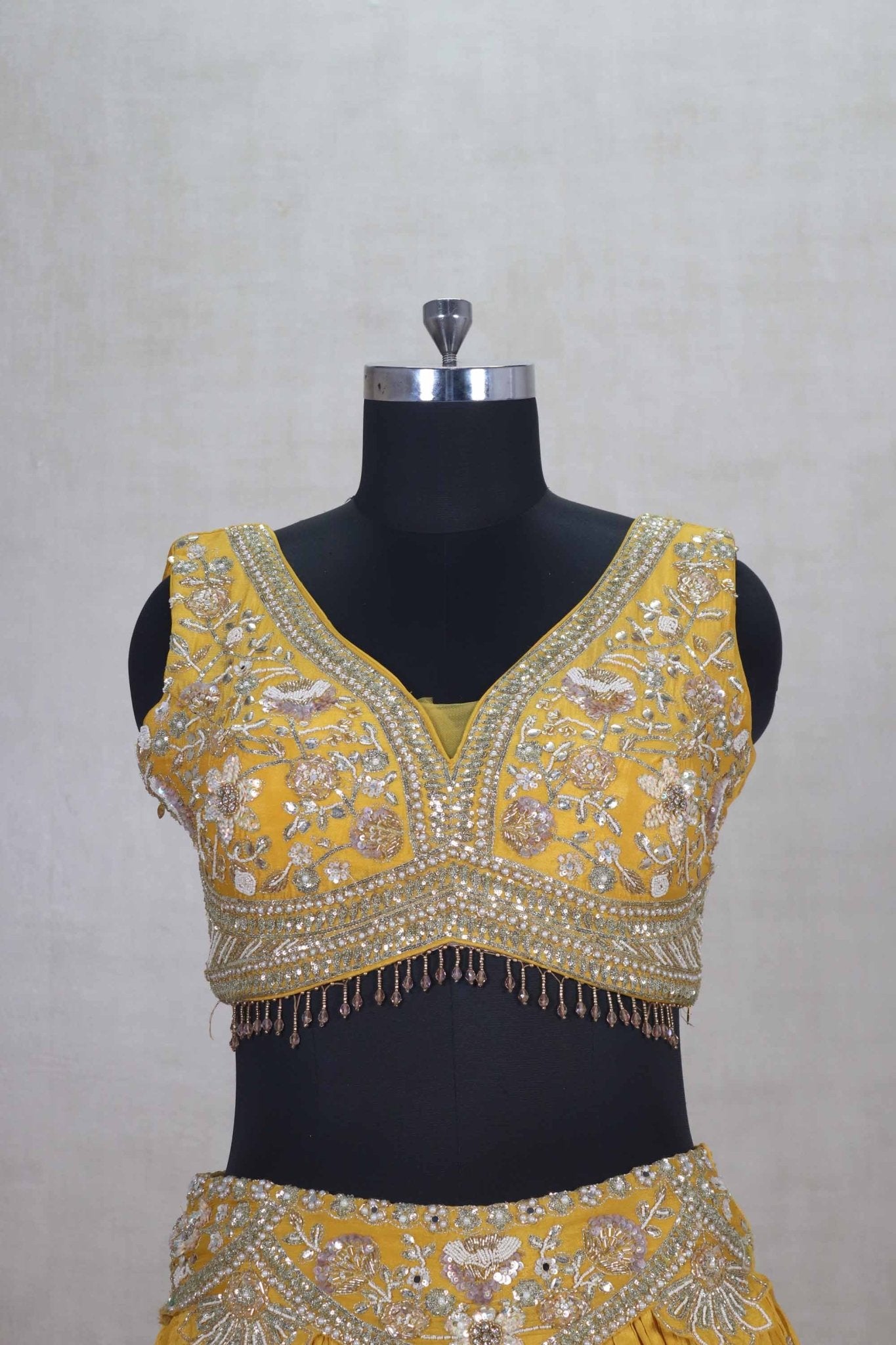 Yellow Embroidered Lehenga Choli with Dupatta for Wedding - Mangaldeep NX