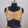 Yellow Floral Embroidered Lehenga Choli with Mirror Work Dupatta - Mangaldeep NX