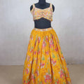 Yellow Floral Embroidered Lehenga Choli with Mirror Work Dupatta - Mangaldeep NX