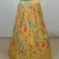 Yellow Floral Embroidered Silk Lehenga Choli with Dupatta - Mangaldeep NX
