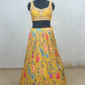Yellow Floral Embroidered Silk Lehenga Choli with Dupatta - Mangaldeep NX