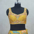 Yellow Floral Embroidered Silk Lehenga Choli with Dupatta - Mangaldeep NX