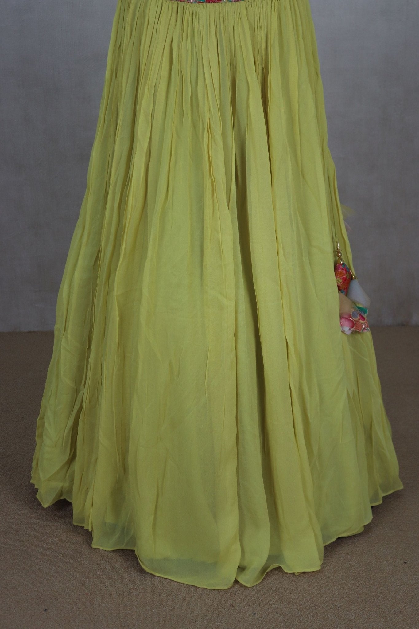 Yellow Lehenga Choli with Multicolor Floral Embroidered Jacket - Mangaldeep NX