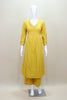 Yellow Printed Cotton Kurta Set Ethnic Wear with 3/4 Sleeves and Pleated Design - Mangaldeep NX