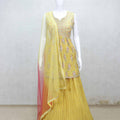 Yellow Sleeveless Lehenga Set with Heavy Embroidery and Net Dupatta - Mangaldeep NX