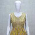 Yellow Sleeveless Lehenga Set with Heavy Embroidery and Net Dupatta - Mangaldeep NX