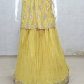 Yellow Sleeveless Lehenga Set with Heavy Embroidery and Net Dupatta - Mangaldeep NX