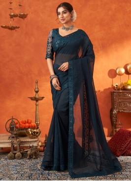 Absorbing Cotton Silk Embroidered Contemporary Saree