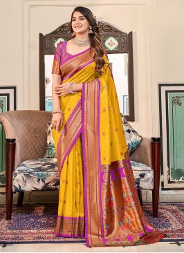 Absorbing Silk Mustard Classic Saree