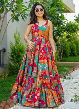 Adorable Digital Print Readymade Gown