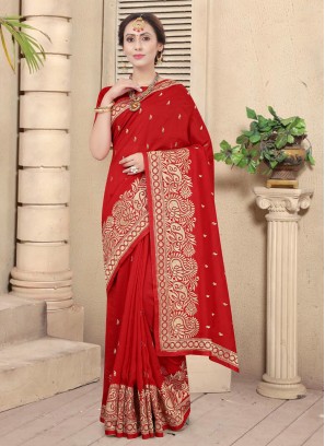 Adorable Vichitra Silk Zari Classic Designer Saree