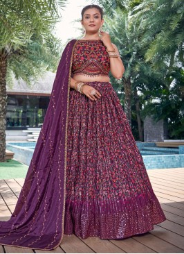 Aesthetic Purple Embroidered Readymade Lehenga Choli