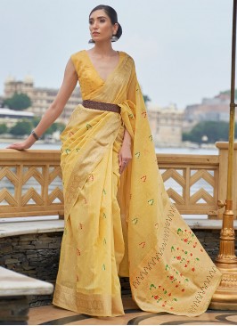 Aesthetic Weaving Yellow Linen Classic Designer Sa