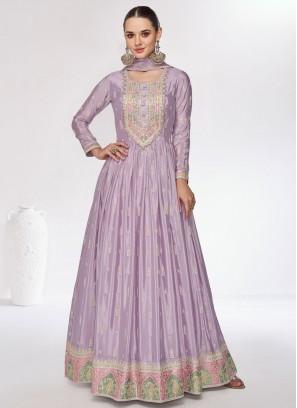 Alluring Lavender Ceremonial Trendy Gown