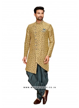 Alluring Men's Jacquard Silk Dhoti Style Indoweste
