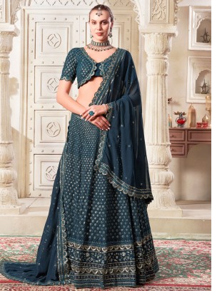 Alluring Navy Blue Sequins Designer Lehenga Choli