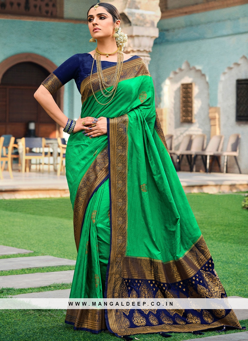 Traditional Bandhani Design Soft Silk Saree In Sea Green Color – Sankalp  The Bandhej Shoppe