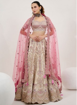 Alluring Zari Cream Readymade Lehenga Choli