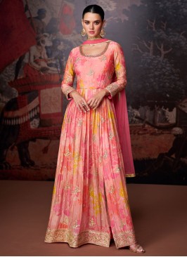 Angelic Digital Print Pink Georgette Trendy Salwar Kameez