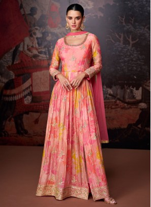 Angelic Digital Print Pink Georgette Trendy Salwar Kameez