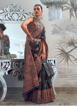 Appealing Black Engagement Contemporary Saree