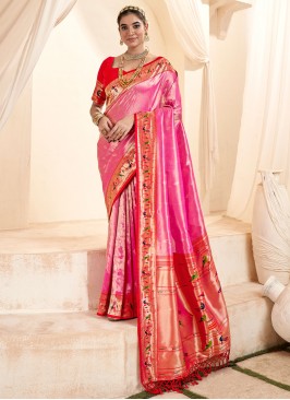 Appealing Pink Tissue Classic Saree