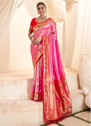 Appealing Pink Tissue Classic Saree