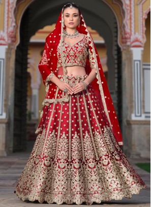 Appealing Red Sangeet Trendy Lehenga Choli