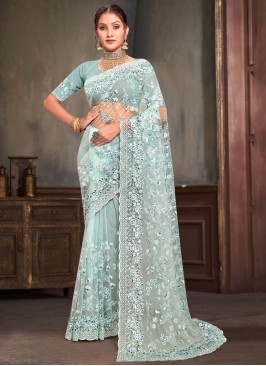 Aqua Blue Party Designer Saree