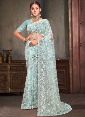 Aqua Blue Party Designer Saree